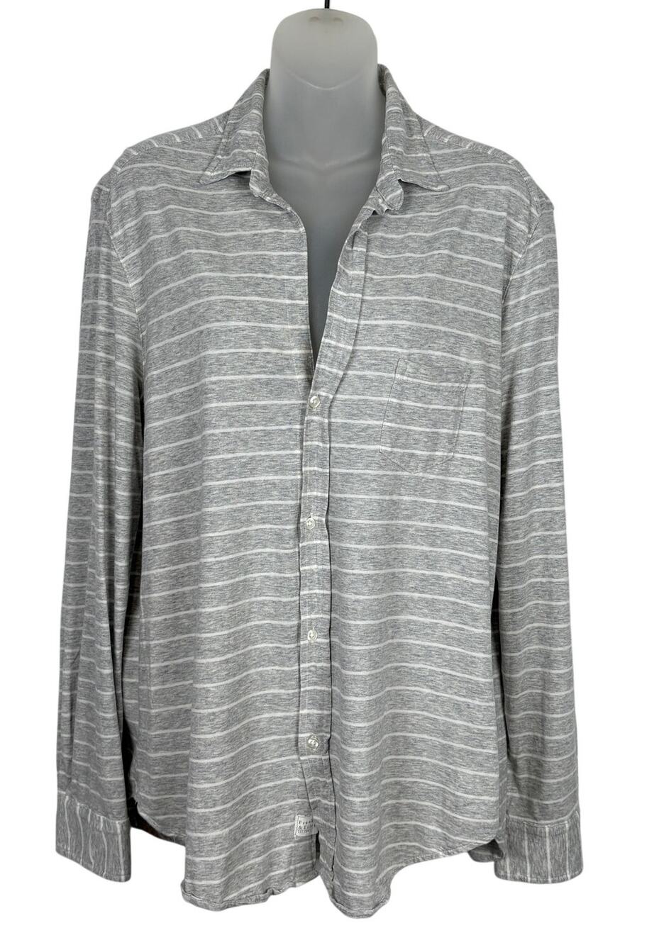 Frank & Eileen Tee Lab EILEEN Cotton Relaxed Button-Up Shirt Striped Gray Size L